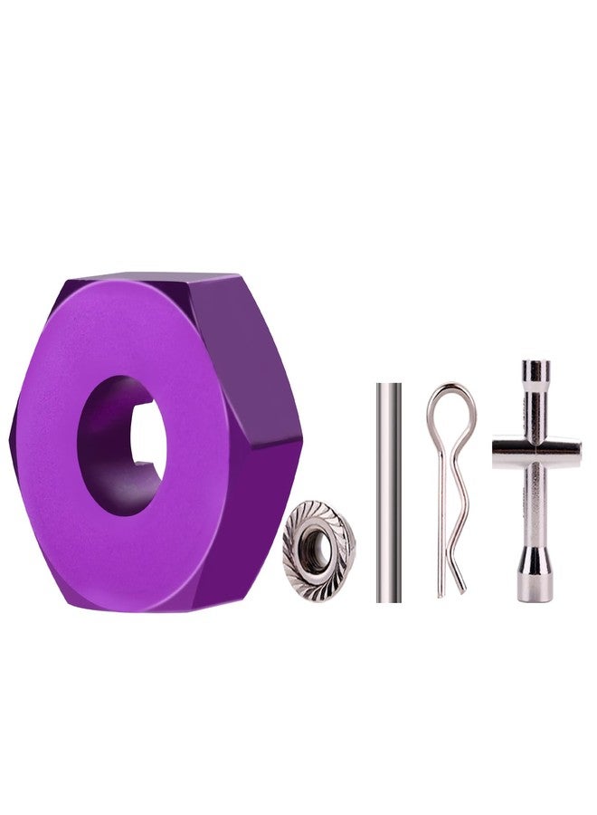 Mesimsple Alloy Wheel Hex Hub Lock Nut & Body Clips for 1/16 H16207 16208 16209 16210 H16H H16E H16P H16BM H16BM H16GT H16DR Series Upgrades Part Purple - Image 4
